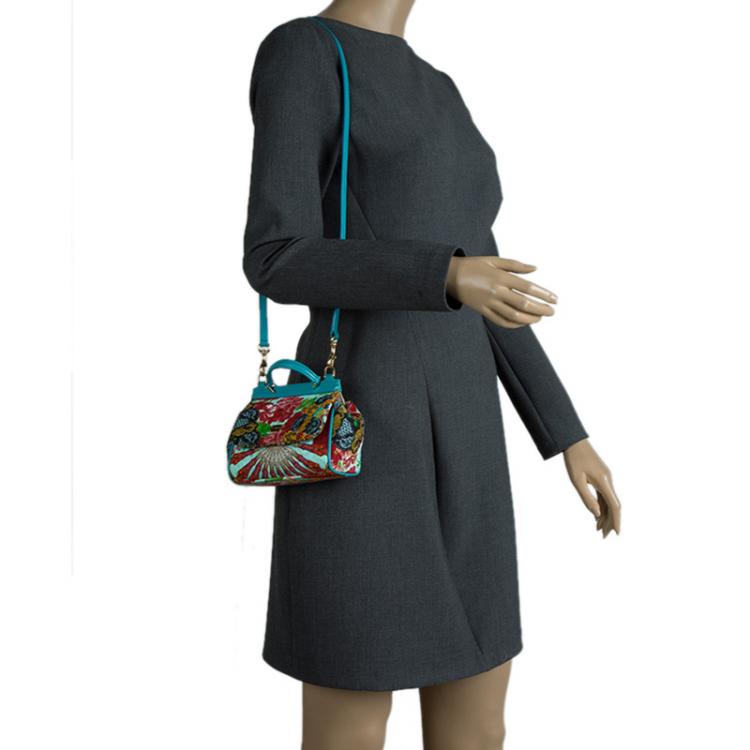 Pre Owned Dolce and Gabbana Multi Color Fabric Floral Print Micro Miss Sicily Tote