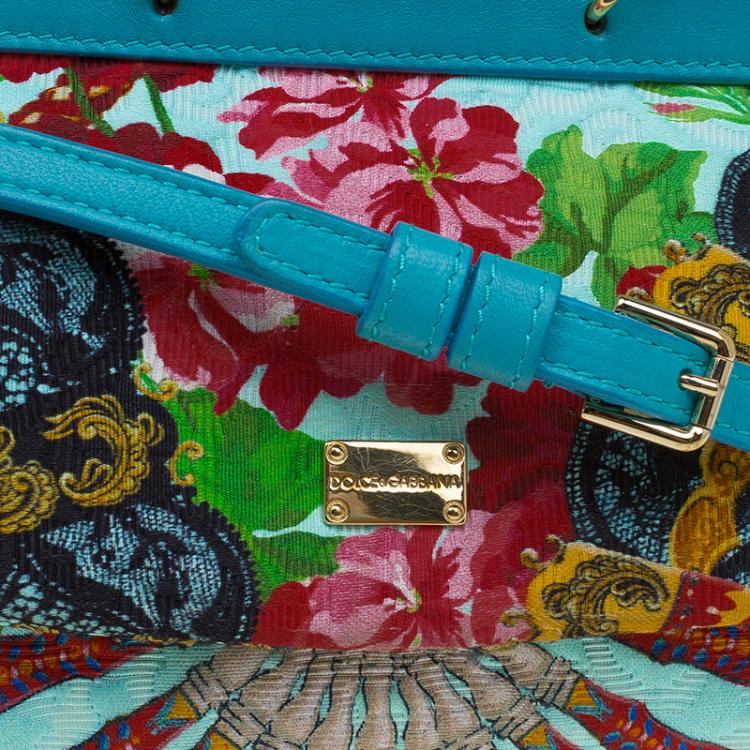 Pre Owned Dolce and Gabbana Multi Color Fabric Floral Print Micro Miss Sicily Tote