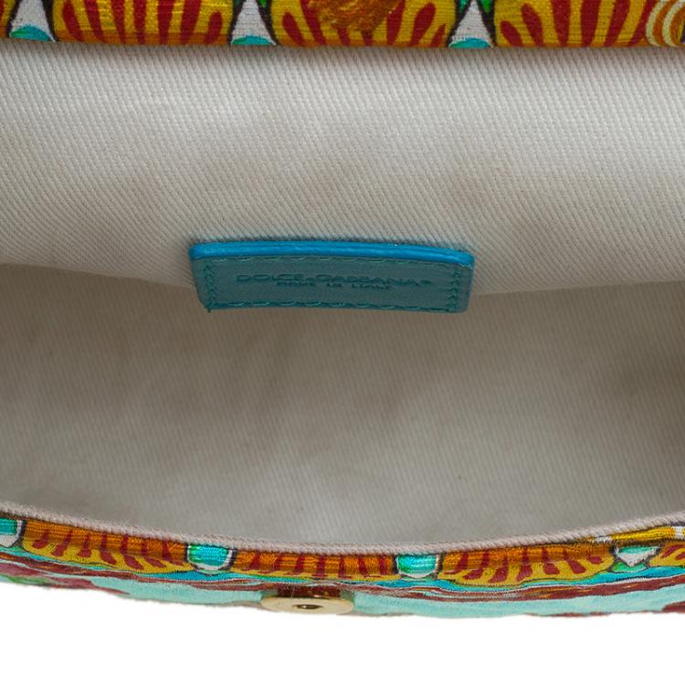 Pre Owned Dolce and Gabbana Multi Color Fabric Floral Print Micro Miss Sicily Tote