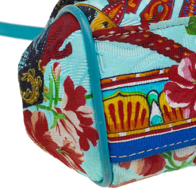 Pre Owned Dolce and Gabbana Multi Color Fabric Floral Print Micro Miss Sicily Tote