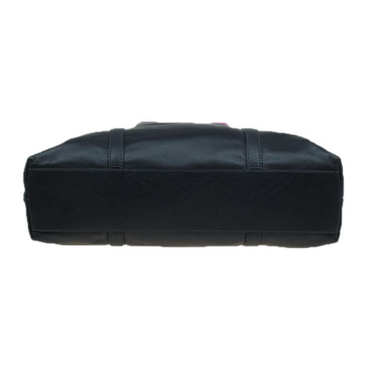 Pre Owned Dolce and Gabbana Black Leather Front Pouch Tote