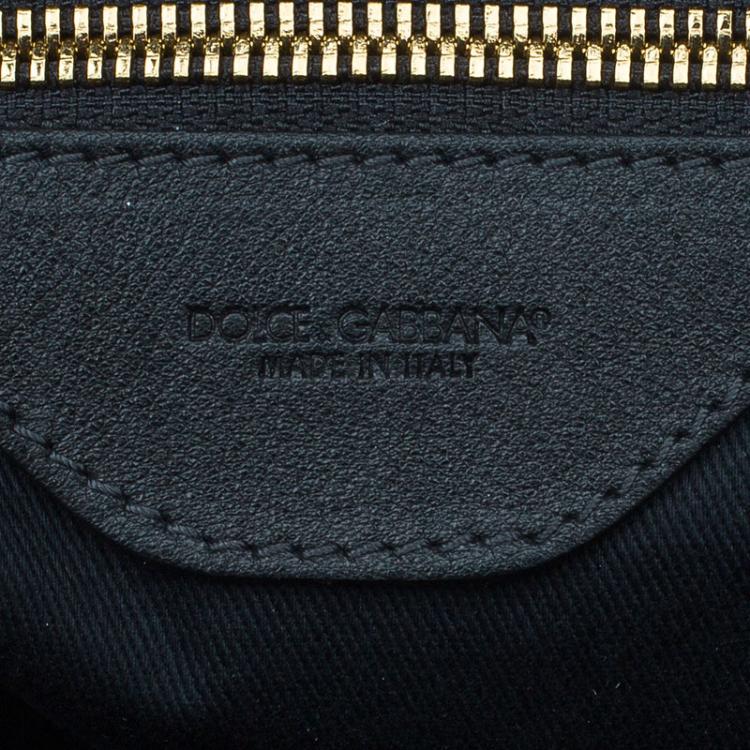 Pre Owned Dolce and Gabbana Black Leather Front Pouch Tote