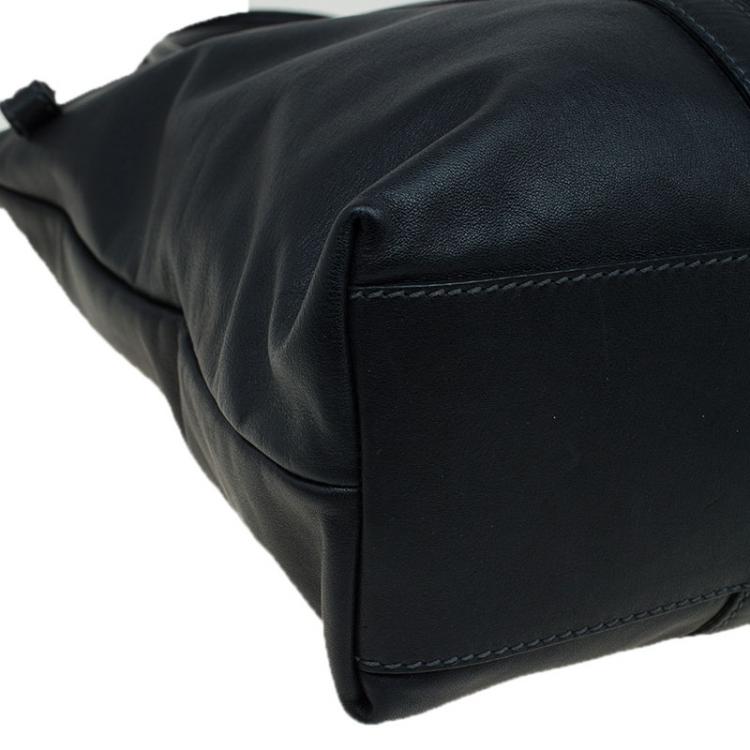 Pre Owned Dolce and Gabbana Black Leather Front Pouch Tote