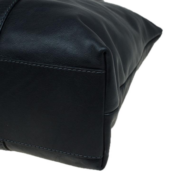 Pre Owned Dolce and Gabbana Black Leather Front Pouch Tote
