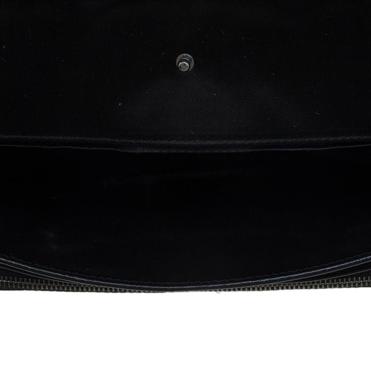 Pre Owned Dolce and Gabbana Black Satin Lace Bow Clutch