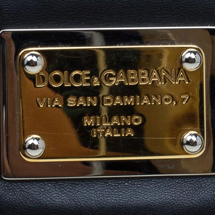 Pre Owned Dolce and Gabbana Black Lace and Leather Medium Miss Sicily Tote