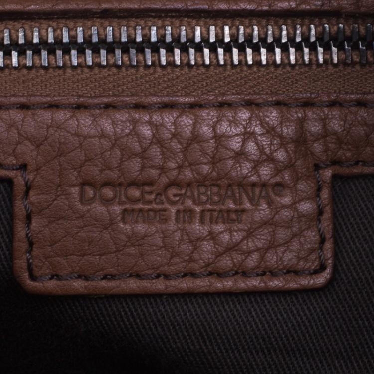 Pre Owned Dolce and Gabbana Brown Leopard Print Fabric and Leather Animalier Tote