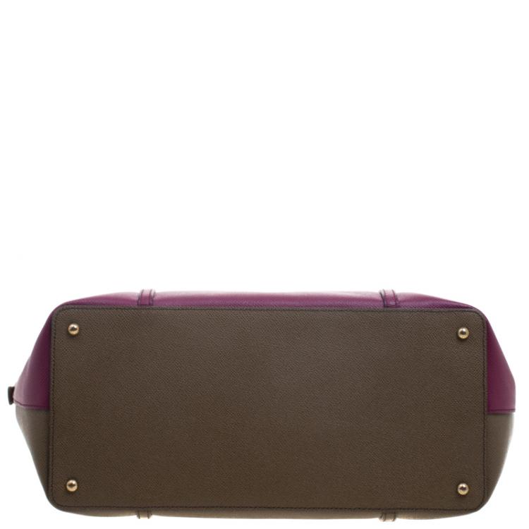 Pre Owned Dolce and Gabbana Purple/Brown Leather Miss Escape Tote