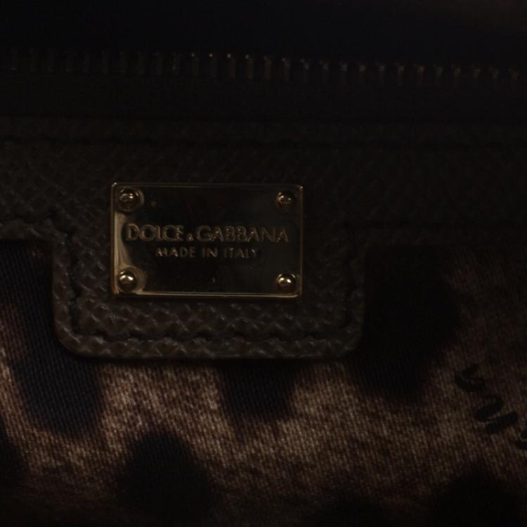 Pre Owned Dolce and Gabbana Purple/Brown Leather Miss Escape Tote