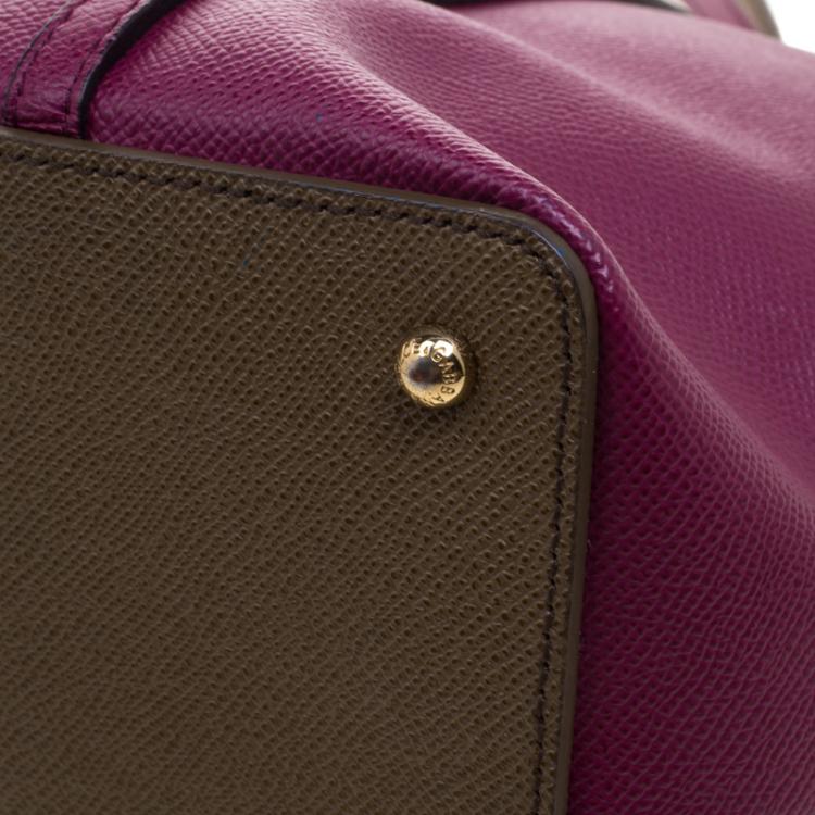 Pre Owned Dolce and Gabbana Purple/Brown Leather Miss Escape Tote