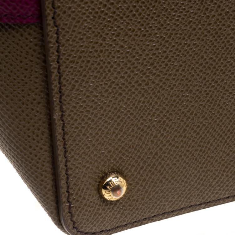 Pre Owned Dolce and Gabbana Purple/Brown Leather Miss Escape Tote
