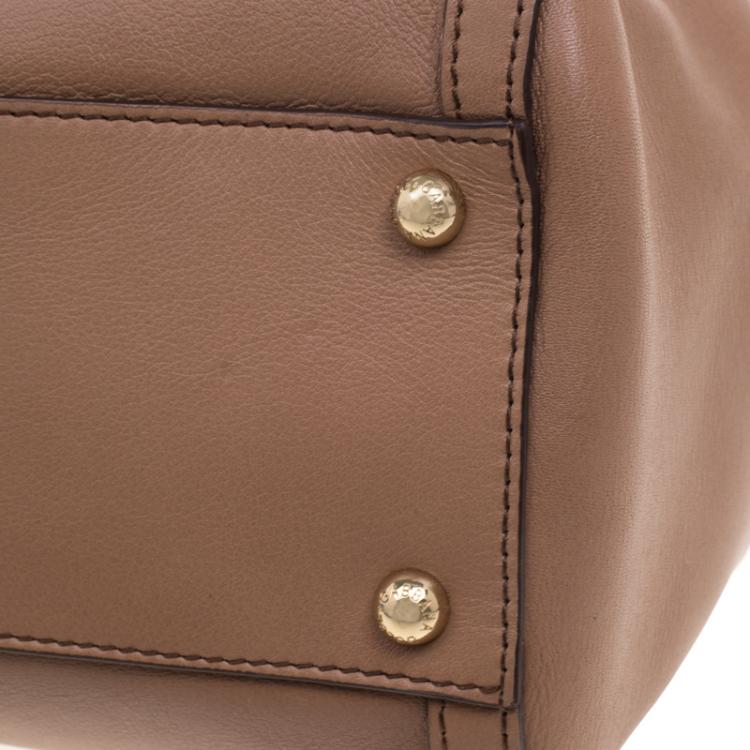 Pre Owned Dolce and Gabbana Brown Leather Medium Embellished Miss Sicily Top Handle
