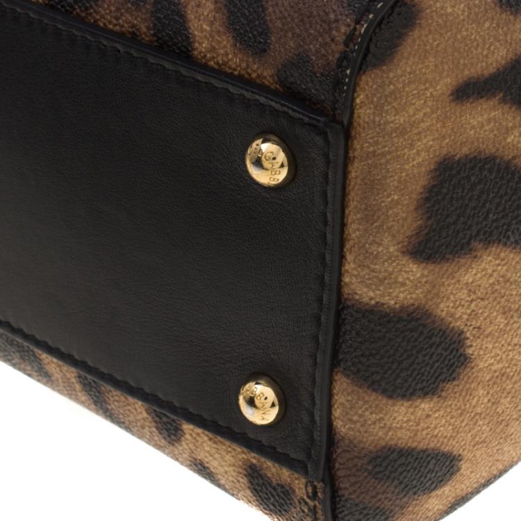 Pre Owned Dolce and Gabbana Leopard Print PVC Small Miss Sicily Top Handle Bag