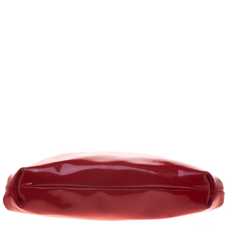Pre Owned Dolce & Gabbana Red Patent Leather Chain Frame Clutch