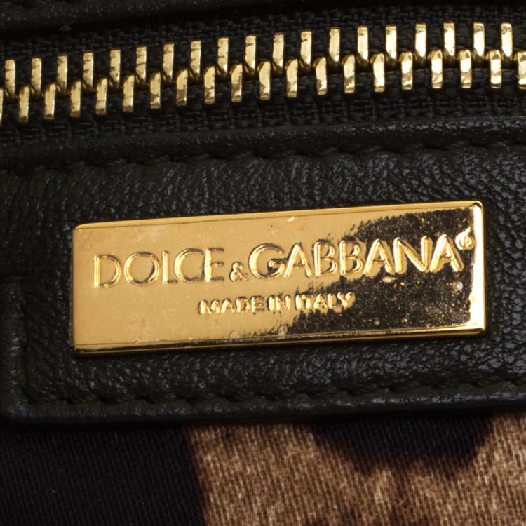 Pre Owned Dolce and Gabbana Dark Green Snakeskin Medium Miss Sicily Top Handle Bag