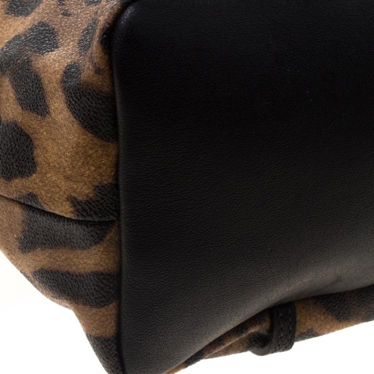 Pre Owned Dolce and Gabbana Leopard Print Coated Canvas Miss Escape Tote