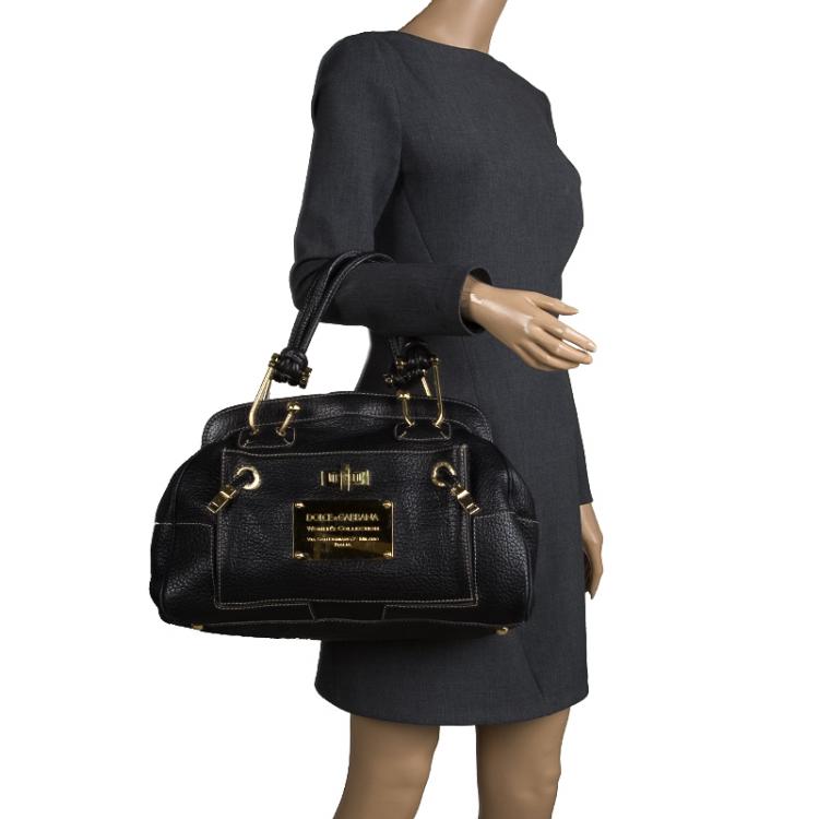 Pre Owned Dolce and Gabbana Black Grain Leather Satchel