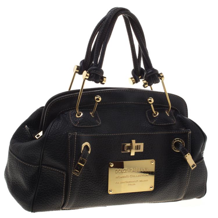 Pre Owned Dolce and Gabbana Black Grain Leather Satchel