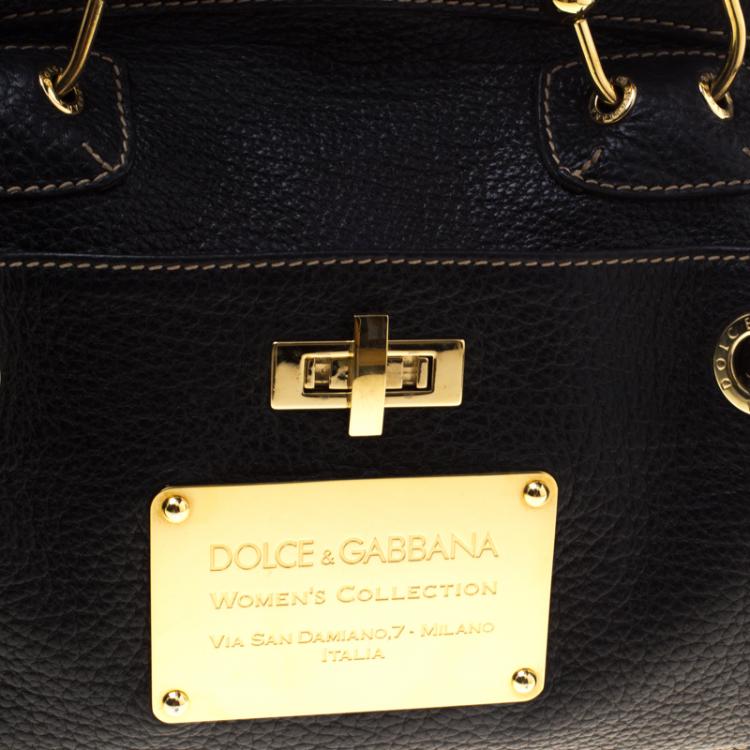 Pre Owned Dolce and Gabbana Black Grain Leather Satchel