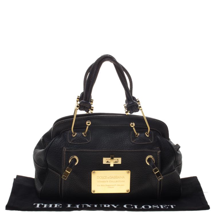 Pre Owned Dolce and Gabbana Black Grain Leather Satchel