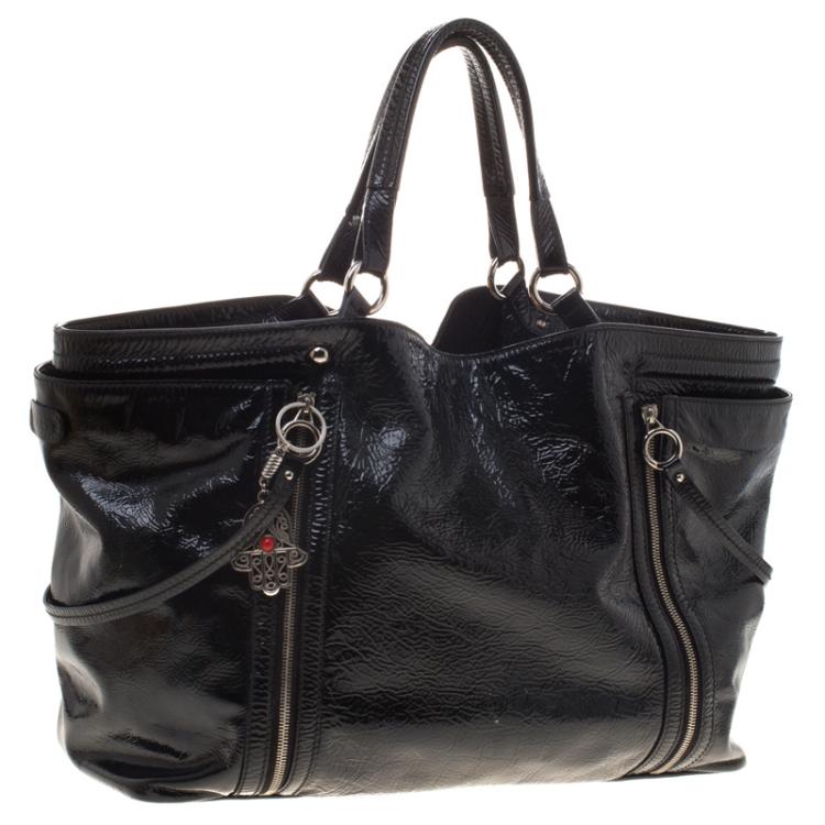 Pre Owned Dolce and Gabbana Black Patent Leather Large Tote