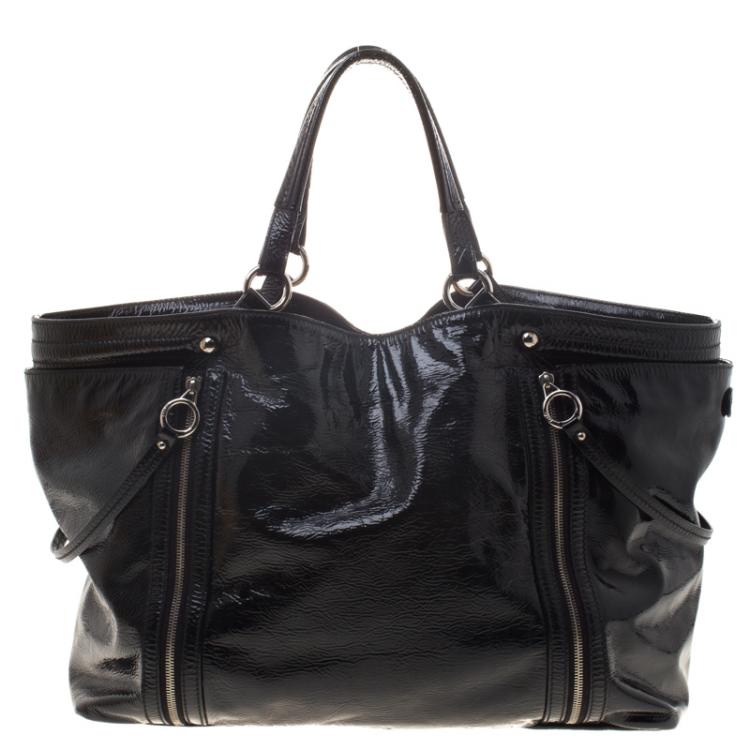 Pre Owned Dolce and Gabbana Black Patent Leather Large Tote