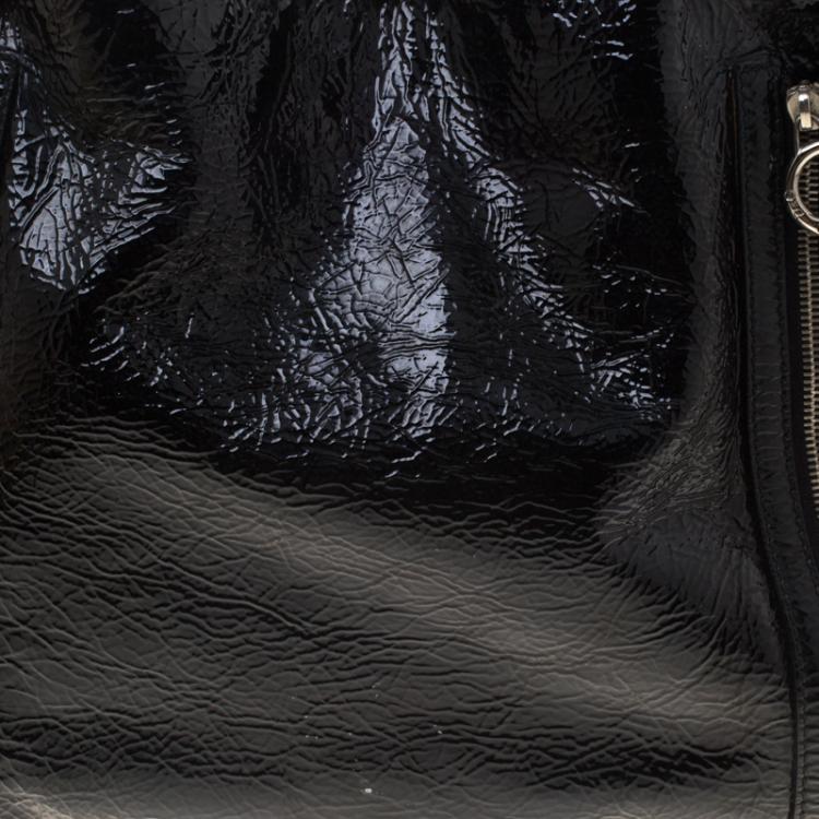 Pre Owned Dolce and Gabbana Black Patent Leather Large Tote