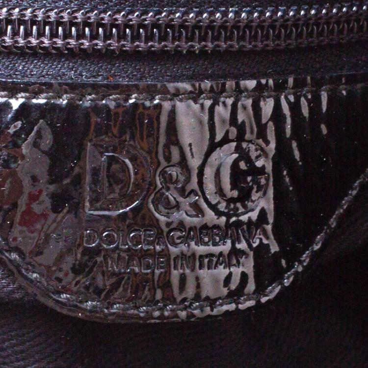 Pre Owned Dolce and Gabbana Black Patent Leather Large Tote