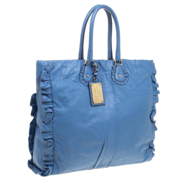 Pre Owned Dolce and Gabbana Blue Leather Miss Rouche Tote 
