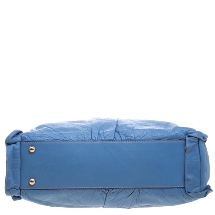 Pre Owned Dolce and Gabbana Blue Leather Miss Rouche Tote 