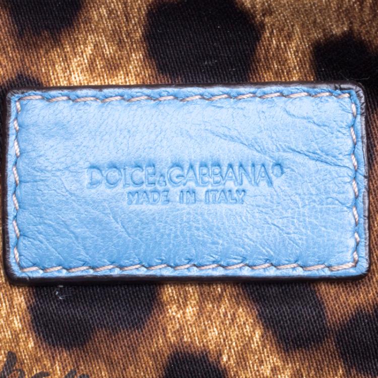 Pre Owned Dolce and Gabbana Blue Leather Miss Rouche Tote 