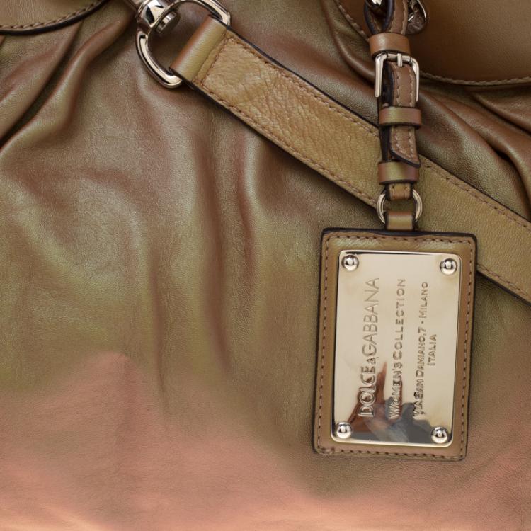 Pre Owned Dolce and Gabbana Copper Holographic Leather Miss Brooke Bag