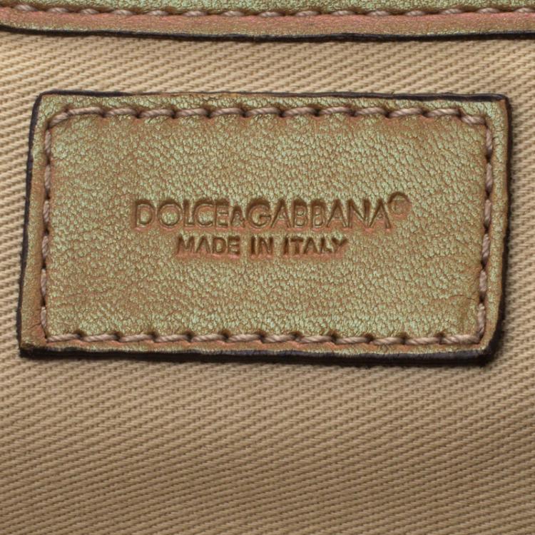 Pre Owned Dolce and Gabbana Copper Holographic Leather Miss Brooke Bag