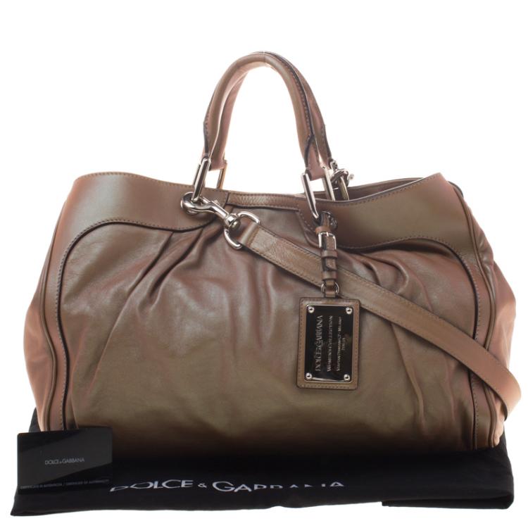 Pre Owned Dolce and Gabbana Copper Holographic Leather Miss Brooke Bag