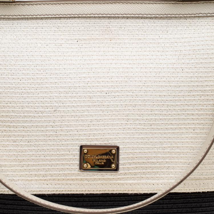 Pre Owned Dolce and Gabbana Tricolor Woven Miss Sicily Soft Top Handle Bag