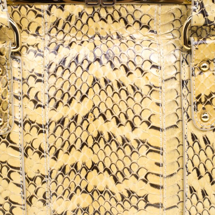 Pre Owned Dolce and Gabbana Yellow Python Frame Satchel