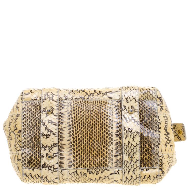Pre Owned Dolce and Gabbana Yellow Python Frame Satchel