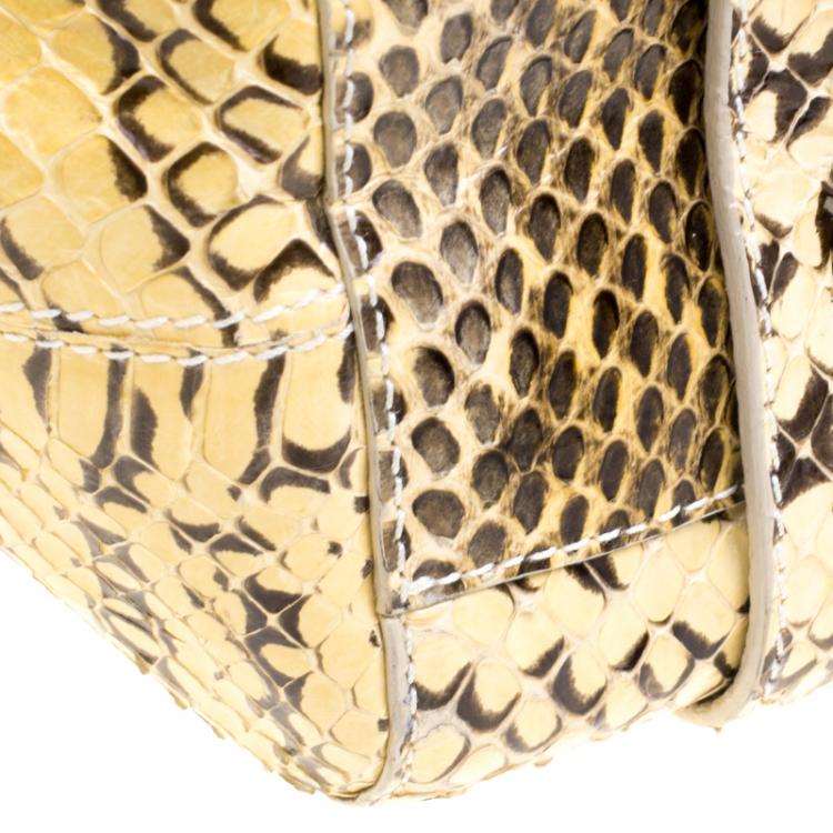 Pre Owned Dolce and Gabbana Yellow Python Frame Satchel