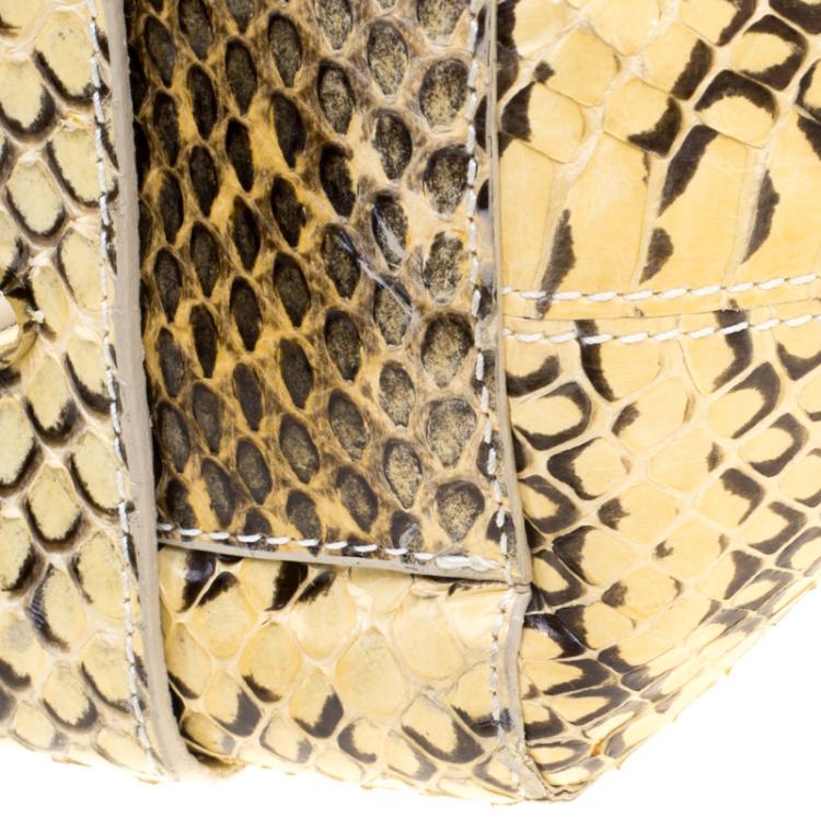 Pre Owned Dolce and Gabbana Yellow Python Frame Satchel