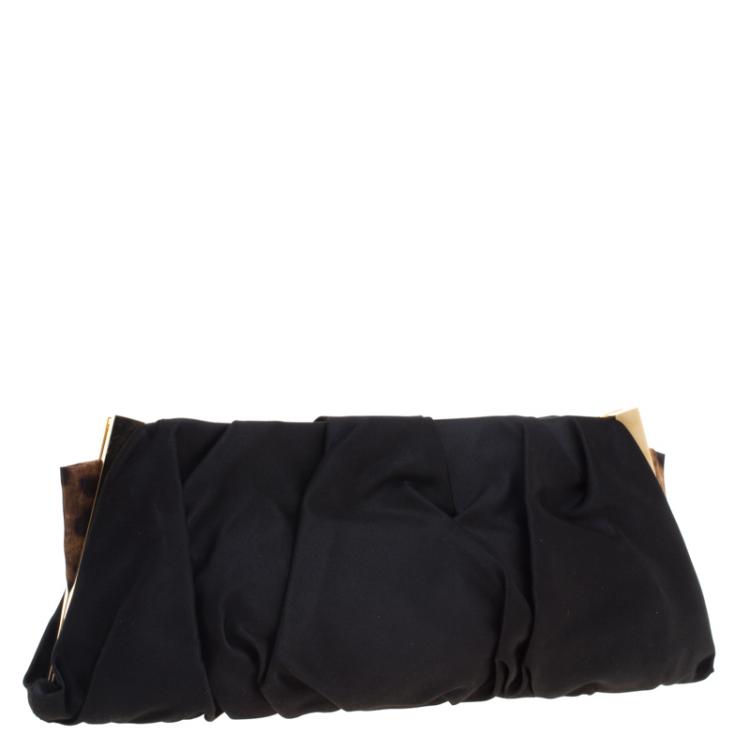 Pre Owned Dolce and Gabbana Black Satin Miss Lady Clutch
