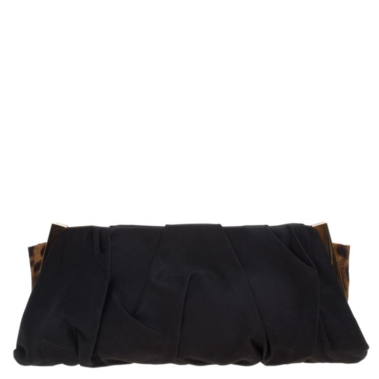 Pre Owned Dolce and Gabbana Black Satin Miss Lady Clutch