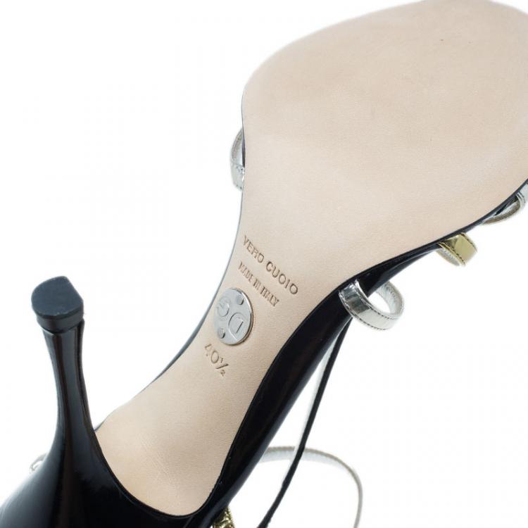 Pre Owned Dolce and Gabbana Gold Leather Strappy Sandals Size 41.5