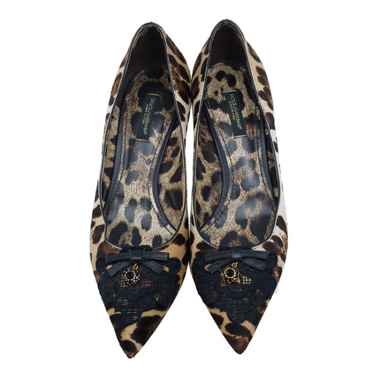 Pre Owned Dolce and Gabbana Leopard Print Pointed Pumps Size 37.5