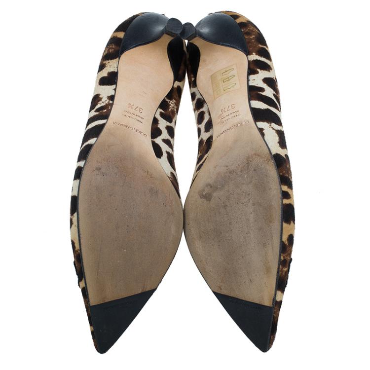 Pre Owned Dolce and Gabbana Leopard Print Pointed Pumps Size 37.5