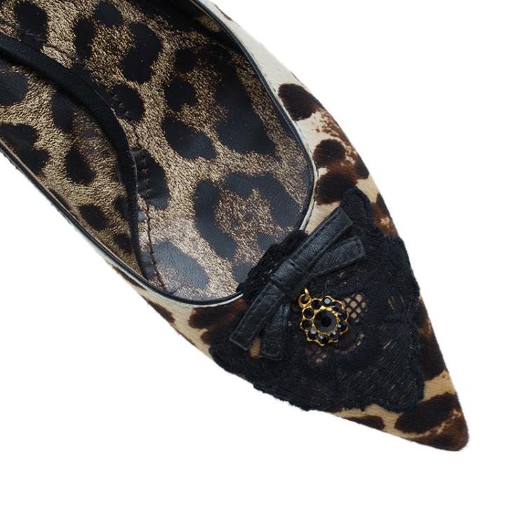 Pre Owned Dolce and Gabbana Leopard Print Pointed Pumps Size 37.5