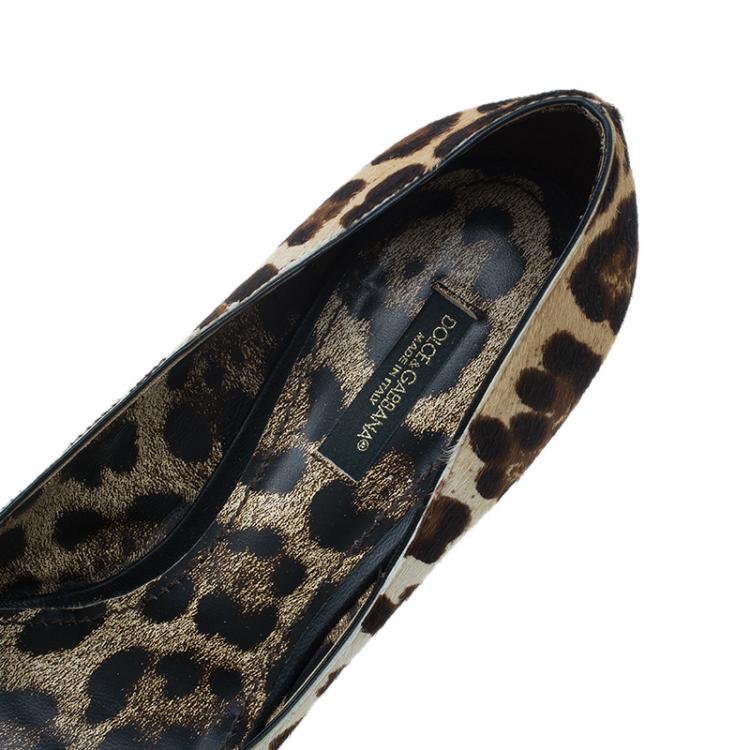 Pre Owned Dolce and Gabbana Leopard Print Pointed Pumps Size 37.5