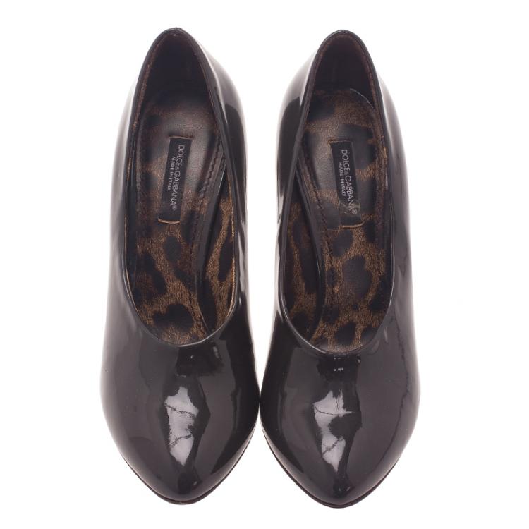 Pre Owned Dolce and Gabbana Black Patent Pumps Size 36