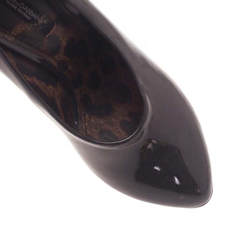 Pre Owned Dolce and Gabbana Black Patent Pumps Size 36