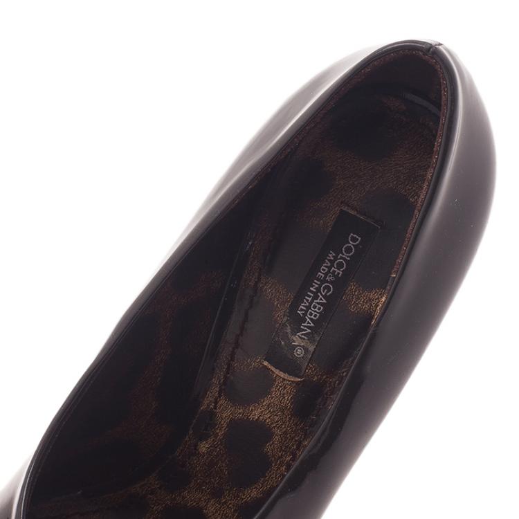 Pre Owned Dolce and Gabbana Black Patent Pumps Size 36