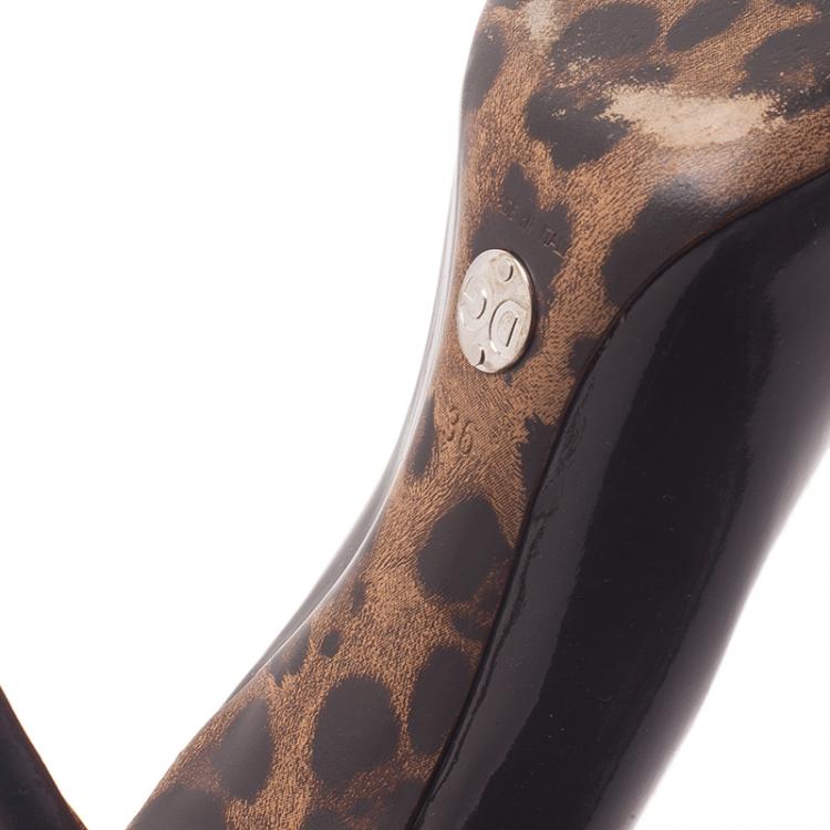 Pre Owned Dolce and Gabbana Black Patent Pumps Size 36